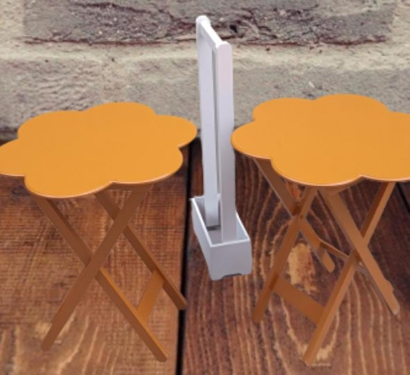 Çanta Zigon 90099 Papatya Model İkili Takım Ahşap MDF Hardal hardal Renk El Yapım - Resim 5