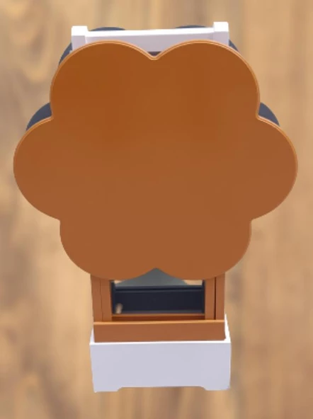 Çanta Zigon 90096 Papatya Model 2li Tk Ahşap MDF Hardal ve Gri Renk Uyum El Yapım - Resim 6