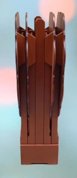 Çanta Zigon 90093 Yonca Takım Dörtlü Model Ahşap MDF parlak Ceviz Renk El Yapım - 9