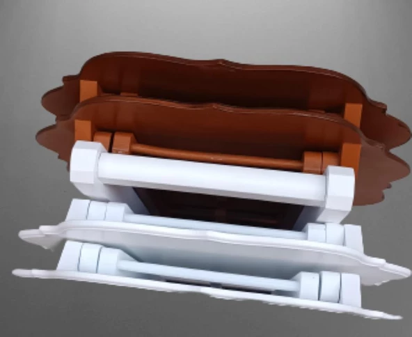 Çanta Zigon 90092 Sehpa Yonca Model Ahşap MDF Ceviz ve Beyaz Renk Uyum El Yapım - 5