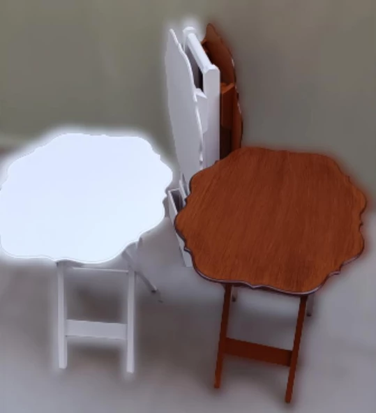 Çanta Zigon 90092 Sehpa Yonca Model Ahşap MDF Ceviz ve Beyaz Renk Uyum El Yapım - 4
