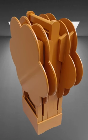 Çanta Zigon 90116 Papatya Dörtlü Model Ahşap Mdf Hardal Renk Uyumu El Yapımı - 7