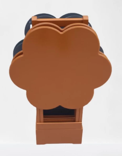 Çanta Zigon 90108 Sehpa Papatya Model Ahşap MDF Gri ve Hardal Renk Uyum El Yapım