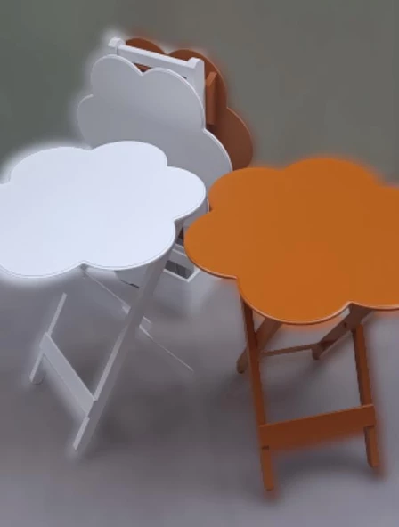 Çanta Zigon 90107 Papatya Sehpa Model Ahşap MDF Beyaz-Hardal Renk Uyum El Yapım - 2