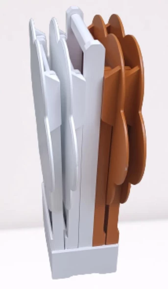 Çanta Zigon 90107 Papatya Sehpa Model Ahşap MDF Beyaz-Hardal Renk Uyum El Yapım - 7
