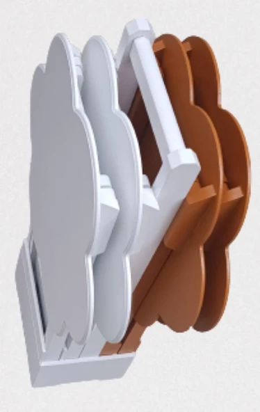 Çanta Zigon 90107 Papatya Sehpa Model Ahşap MDF Beyaz-Hardal Renk Uyum El Yapım - 5
