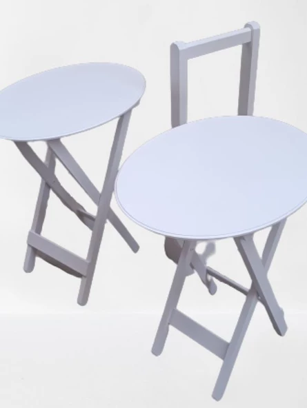 Çanta Zigon 90126 Sehpa Oval Model İkili Takım Ahşap Mdf Beyaz Renk Uyumu El Yapı - 6