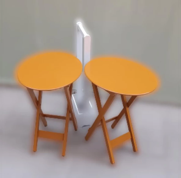 Çanta Zigon 90120 Sehpa Oval Model İkili Takım Mdf Hardal Renk Uyumu El Yapımı - 5