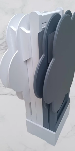 Çanta Zigon 90112 Papatya sehpa Model Ahşap Mdf Beyaz ve Gri Renk Uyum El Yapım