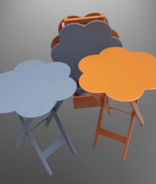 Çanta Zigon 90108 Sehpa Papatya Model Ahşap MDF Gri ve Hardal Renk Uyum El Yapım - 6