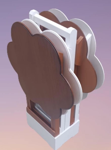 Çanta Zigon 90113 Papatya sehpa Dörtlü Model Ahşap MDF Ceviz Beyaz Uyumu El Yapım - Resim 5