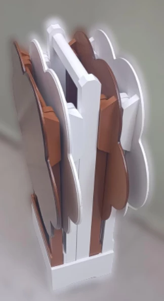 Çanta Zigon 90113 Papatya sehpa Dörtlü Model Ahşap MDF Ceviz Beyaz Uyumu El Yapım - Resim 4