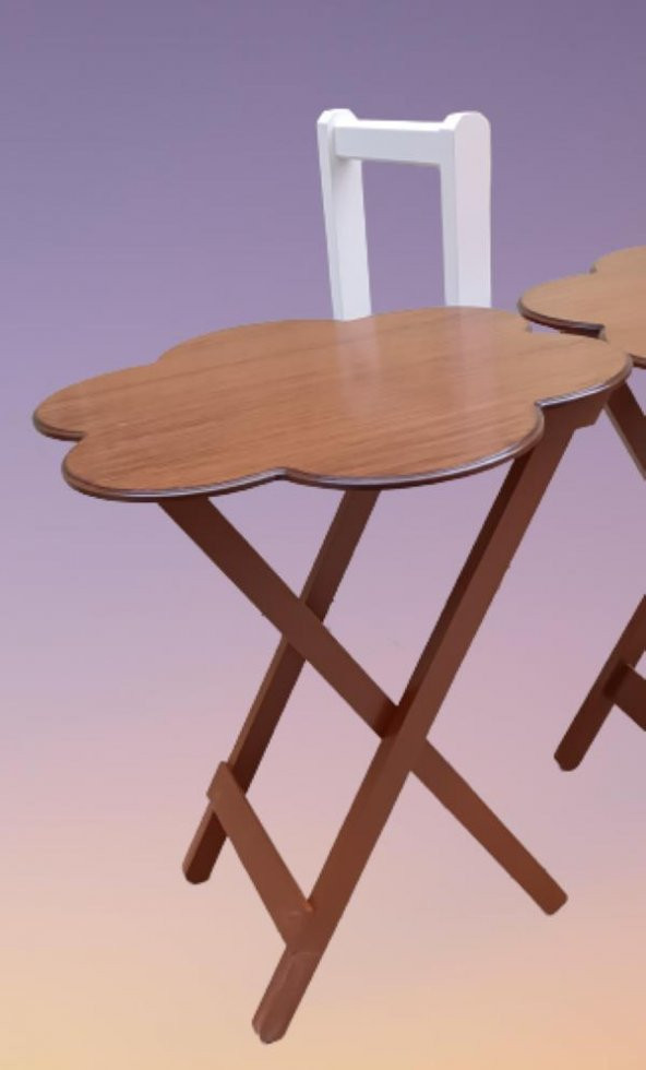 Çanta Zigon 90103 Sehpa Papatya Model 2li Takım Ahşap MDF Ceviz Renk Uyum El Yapı - 2