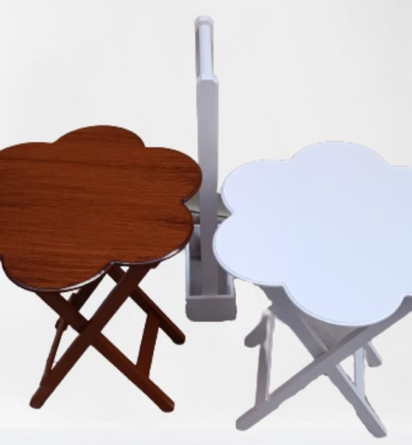 Çanta Zigon 90104 Papatya sehpa Model 2li Ahşap MDF Beyaz Ceviz Uyum El Yapım - Resim 6