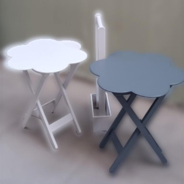 Çanta Zigon 90101 Papatya  Model 2li Tk Ahşap MDF Beyaz-Gri Renk Uyum El Yapım - Resim 2