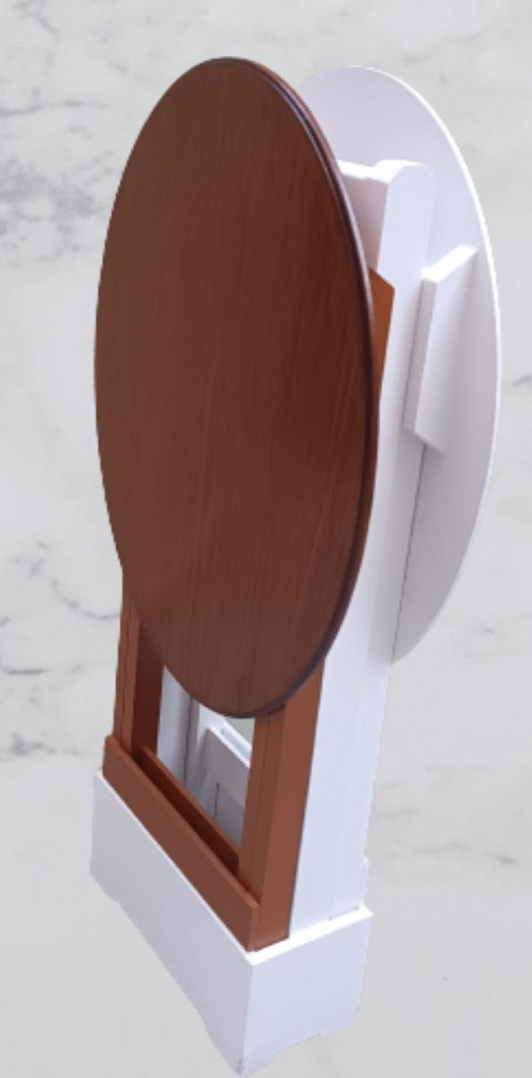 Çanta Zigon 90125 Sehpa Oval Model İkili Takım Mdf Ceviz-Beyaz Renk Uyum El Yapım - 2