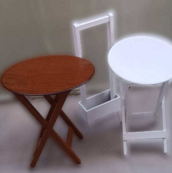 Çanta Zigon 90125 Sehpa Oval Model İkili Takım Mdf Ceviz-Beyaz Renk Uyum El Yapım - 6