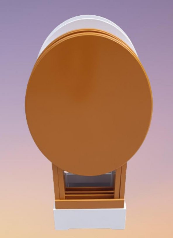 Çanta Zigon 90129 Sehpa Oval Dörtlü Ahşap Mdf Beyaz ve Hardal  Renk Uyumu El Yapı - Resim 2