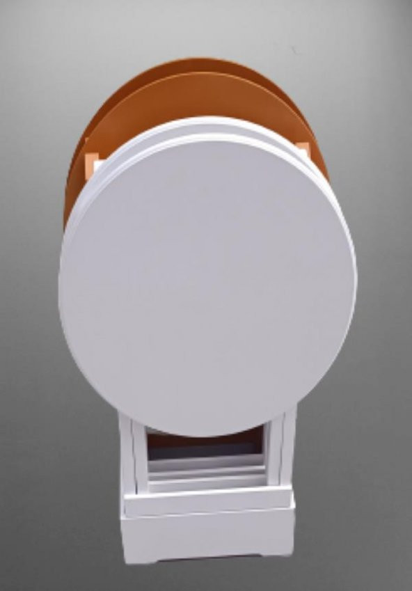 Çanta Zigon 90129 Sehpa Oval Dörtlü Ahşap Mdf Beyaz ve Hardal  Renk Uyumu El Yapı - Resim 3