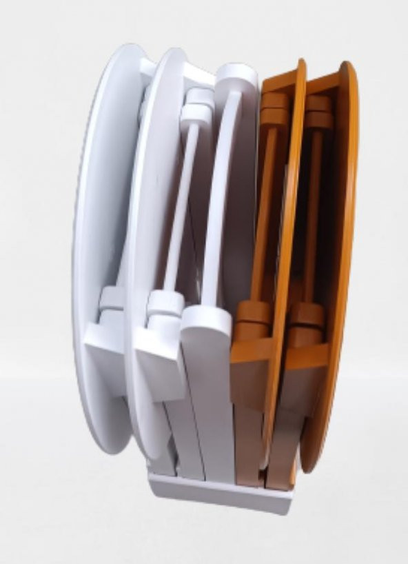 Çanta Zigon 90129 Sehpa Oval Dörtlü Ahşap Mdf Beyaz ve Hardal  Renk Uyumu El Yapı - Resim 4