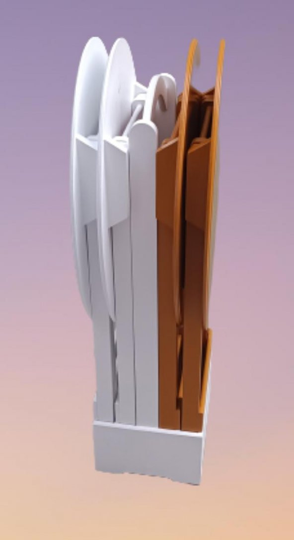 Çanta Zigon 90129 Sehpa Oval Dörtlü Ahşap Mdf Beyaz ve Hardal  Renk Uyumu El Yapı - Resim 5