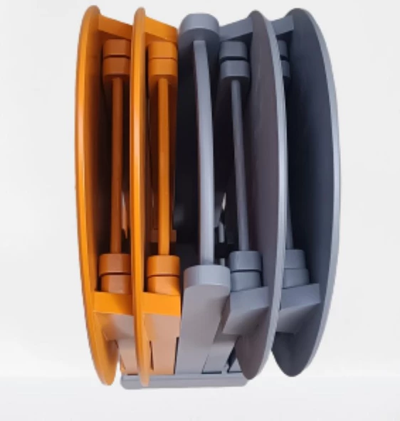 Çanta Zigon 90127 Sehpa Oval Model Dörtlü Mdf Hardal ve Gri Renk Uyumu El Yapımı - 4