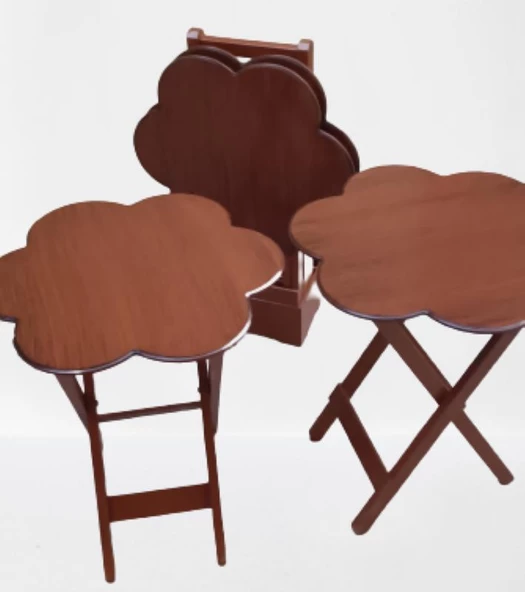 Çanta Zigon 90111 Papatya Dörtlü Model Ahşap MDF nature Ceviz Renk El Yapım - Resim 6