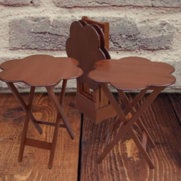 Çanta Zigon 90111 Papatya Dörtlü Model Ahşap MDF nature Ceviz Renk El Yapım - Resim 8