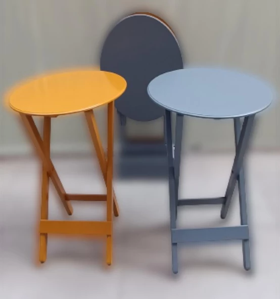 Çanta Zigon 90127 Sehpa Oval Model Dörtlü Mdf Hardal ve Gri Renk Uyumu El Yapımı - 8