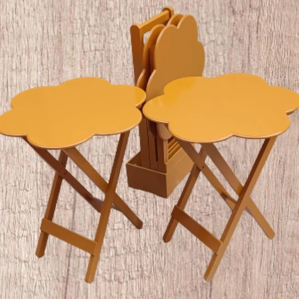Çanta Zigon 90116 Papatya Dörtlü Model Ahşap Mdf Hardal Renk Uyumu El Yapımı - 5