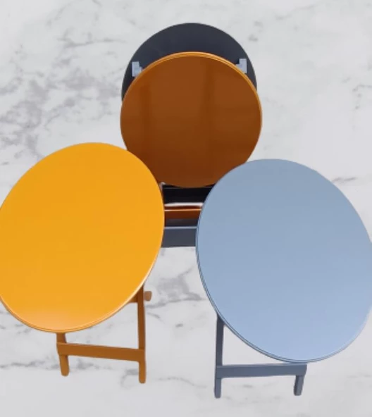 Çanta Zigon 90127 Sehpa Oval Model Dörtlü Mdf Hardal ve Gri Renk Uyumu El Yapımı - 6