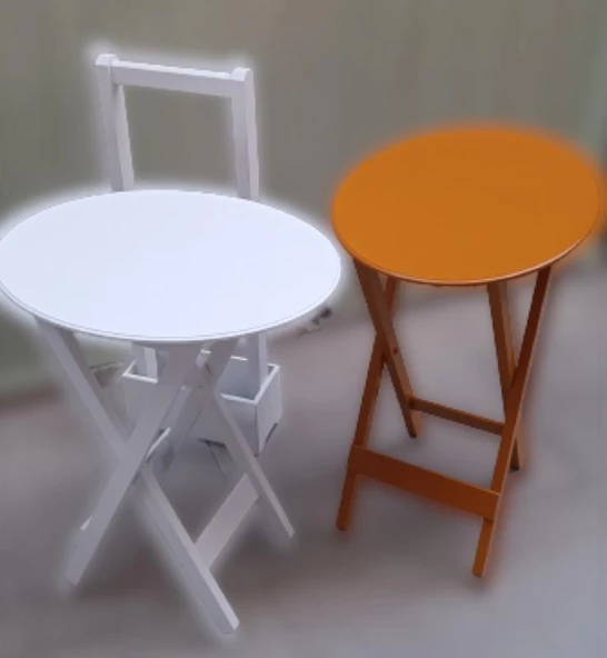 Çanta Zigon 90119 Sehpa Oval Model 2ili Takım Mdf Hardal-Beyaz Renk Uyum El Yapım - 6