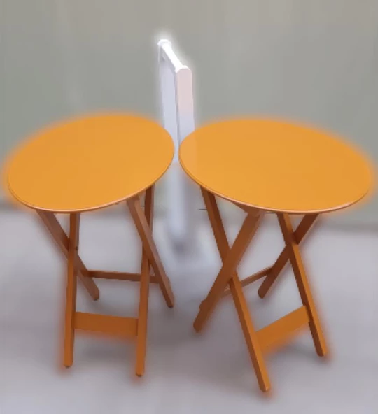 Çanta Zigon 90120 Sehpa Oval Model İkili Takım Mdf Hardal Renk Uyumu El Yapımı - 6