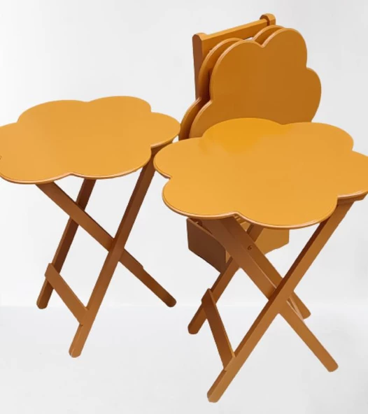 Çanta Zigon 90116 Papatya Dörtlü Model Ahşap Mdf Hardal Renk Uyumu El Yapımı - 3