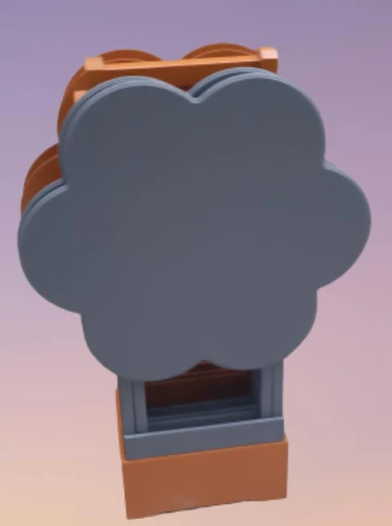 Çanta Zigon 90108 Sehpa Papatya Model Ahşap MDF Gri ve Hardal Renk Uyum El Yapım - 2