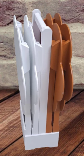 Çanta Zigon 90107 Papatya Sehpa Model Ahşap MDF Beyaz-Hardal Renk Uyum El Yapım - 8