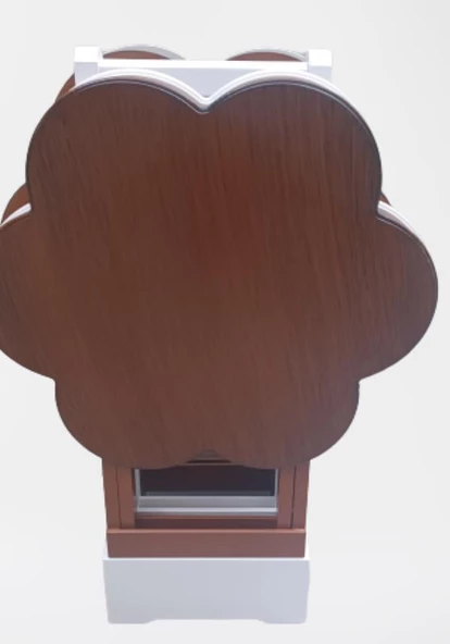 Çanta Zigon 90113 Papatya sehpa Dörtlü Model Ahşap MDF Ceviz Beyaz Uyumu El Yapım - Resim 3