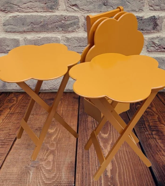 Çanta Zigon 90116 Papatya Dörtlü Model Ahşap Mdf Hardal Renk Uyumu El Yapımı - 2