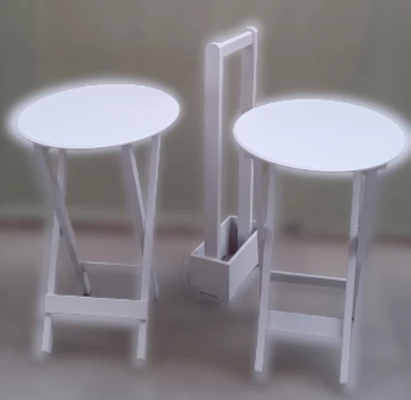 Çanta Zigon 90126 Sehpa Oval Model İkili Takım Ahşap Mdf Beyaz Renk Uyumu El Yapı - 7