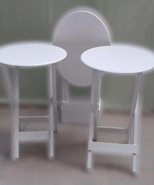 Çanta Zigon 90136 Oval sehpa Dörtlü Model Ahşap Mdf Parlak Beyaz Renk El Yapım - 4