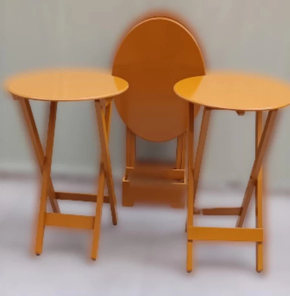 Çanta Zigon 90130 Sehpa Oval Dörtlü Model Ahşap MDF Hardal Renk Uyum El Yapımı - Resim 7