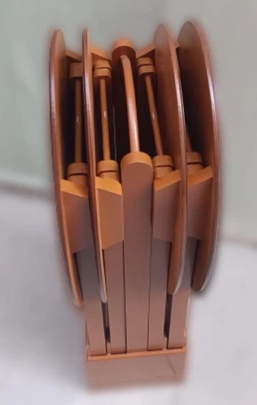 Çanta Zigon OVAL 90135 Dörtlü Model Ahşap MDF Parlak Ceviz Lake El Yapımı - 9