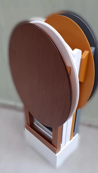 Çanta Zigon 90137 Oval Dörtlü Model ahşap Mdf Gri Ceviz Beyaz Hardal Renk Uyum - 5