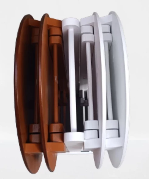 Çanta Zigon 90134 Sehpa Oval Dörtlü Model Ahşap MDF Beyaz ve Ceviz Uyum El Yapım - 6