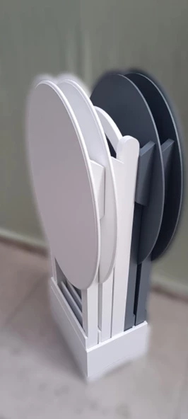 Çanta Zigon 90132 Oval Model Dörtlü Ahşap MDF Parlak Beyaz Gri Renk Uyum El Yapım