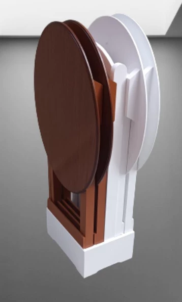 Çanta Zigon 90134 Sehpa Oval Dörtlü Model Ahşap MDF Beyaz ve Ceviz Uyum El Yapım - 8