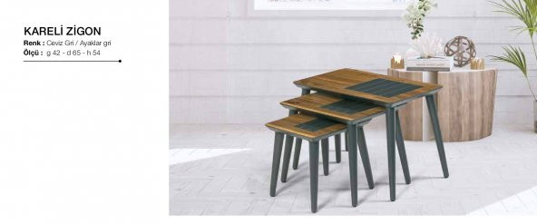 Zigon OSM 11813 KARELİ MODEL Parlak Ceviz Gri Natüre Kayın RETRO ayak El Yapım