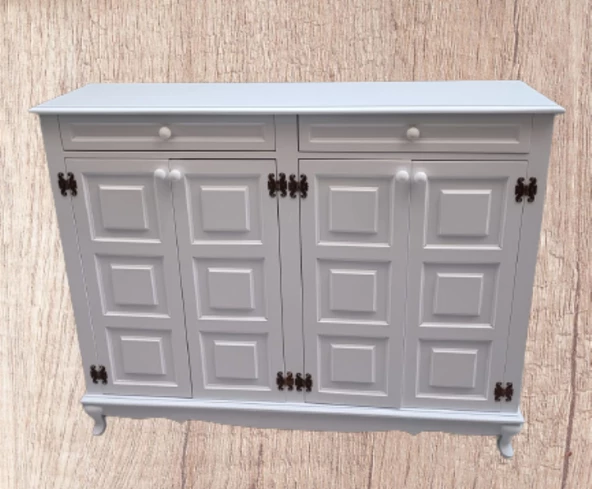 Ayakkabılık 12231 Kare Çok amaç Model Kayın aslanayak Parlak Beyaz 4Kapı El Yapı - 2