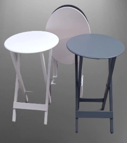 Çanta Zigon 90132 Oval Model Dörtlü Ahşap MDF Parlak Beyaz Gri Renk Uyum El Yapım - 5