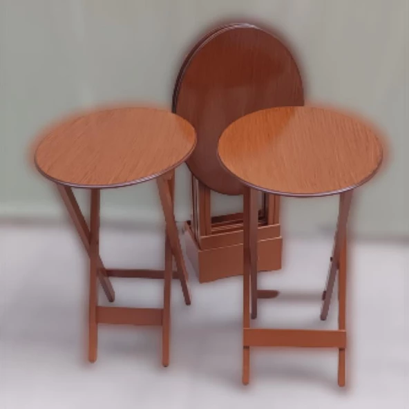 Çanta Zigon OVAL 90135 Dörtlü Model Ahşap MDF Parlak Ceviz Lake El Yapımı - 5
